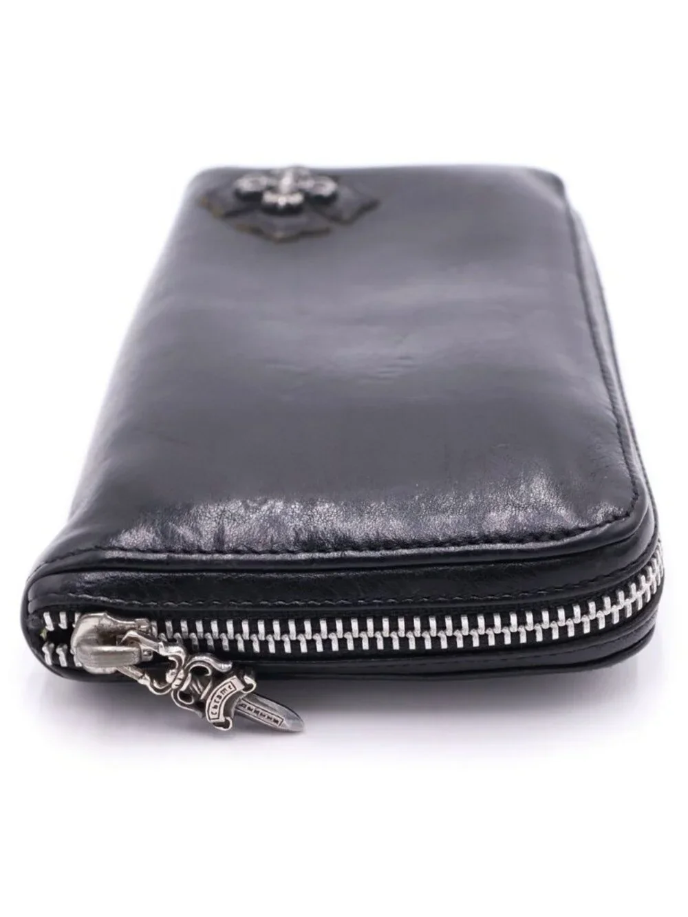 Chrome Hearts Rec Zip Filigree Plus Round Zip Wallet Black